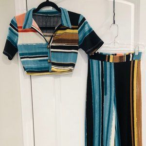 SOLD 70s Style Striped Top & Pant Set